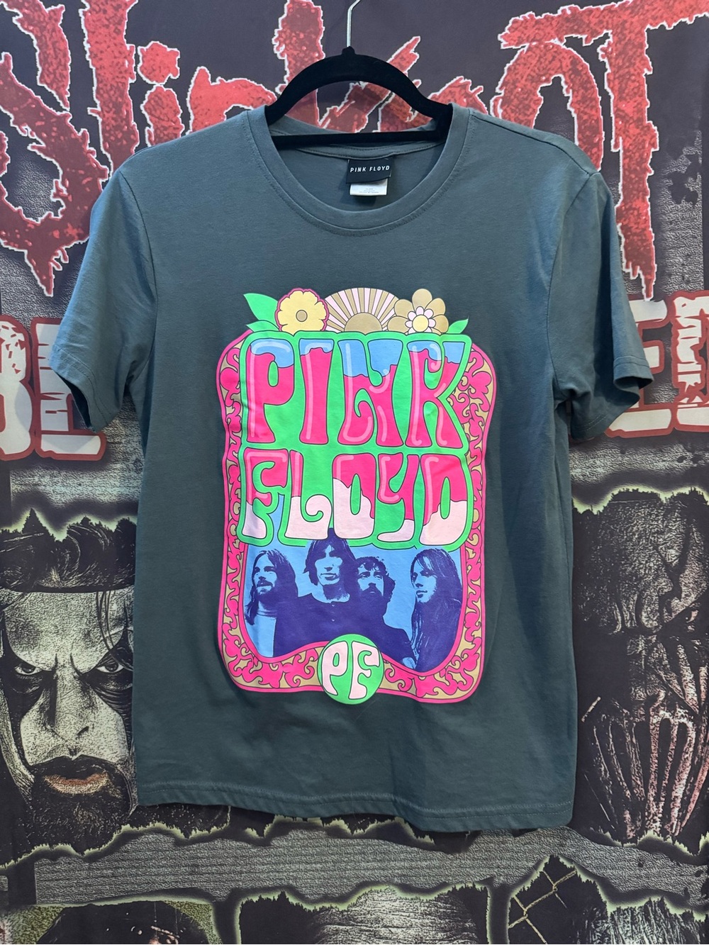 Pink Floyd Graphic Tee in Charcoal with Neon Artwork